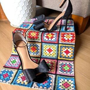 Women's INC "Saori" Black Glitter Pump with Bow Detail